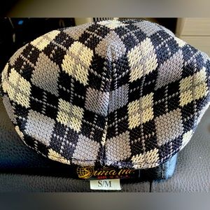 SIMA INTERNATIONAL Newsboy Cabby Flat Cap, Size S/M, Black/White Plaid Color